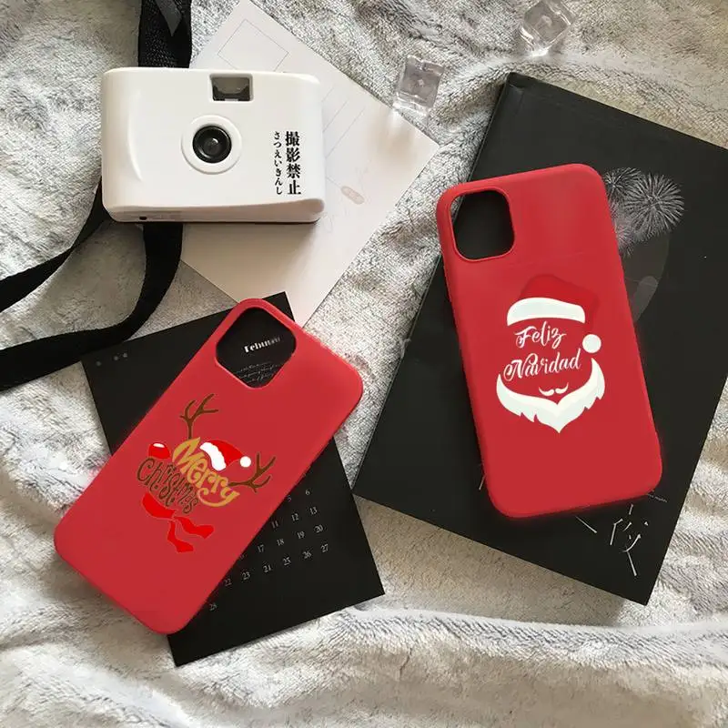 

Merry Christmas Santa Claus elk Phone Case Candy Color for iPhone 6 7 8 11 12 s mini pro X XS XR MAX Plus