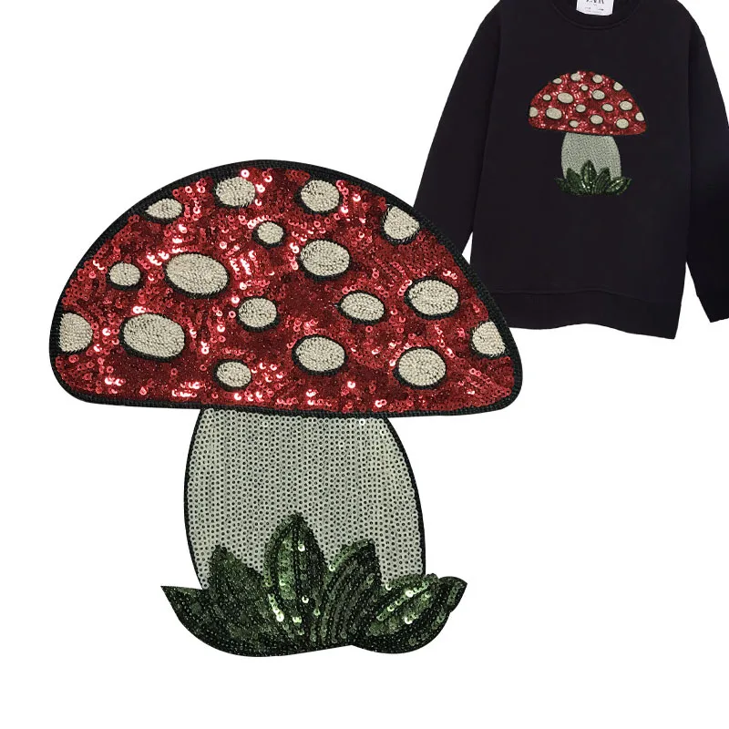

1PCS Mushroom Embroidery Patches for Clothing Iron on Mouth Patch Applique sew-on Patch for Clothing Stickers for Clothes DIY