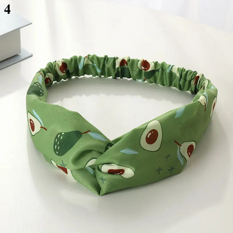

Summer Bohemia Style Headbands Fruit Print Hairband Soft Imitated Silk Turban Bandanas Elastic Hair Bands Women Hair Accessories