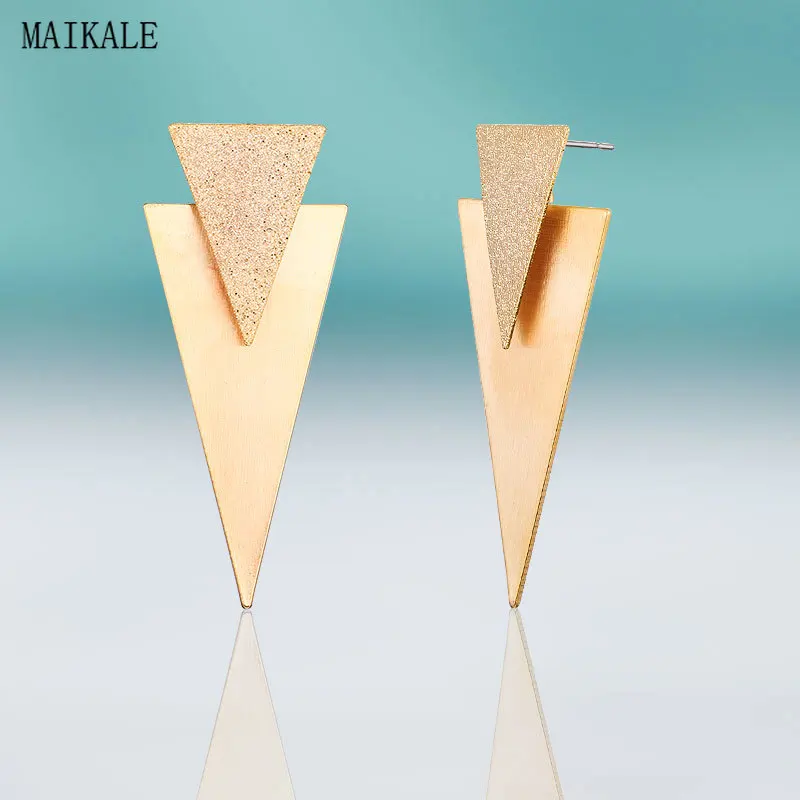 Женские Геометрические треугольные серьги MAIKALE металлические Разноцветные из