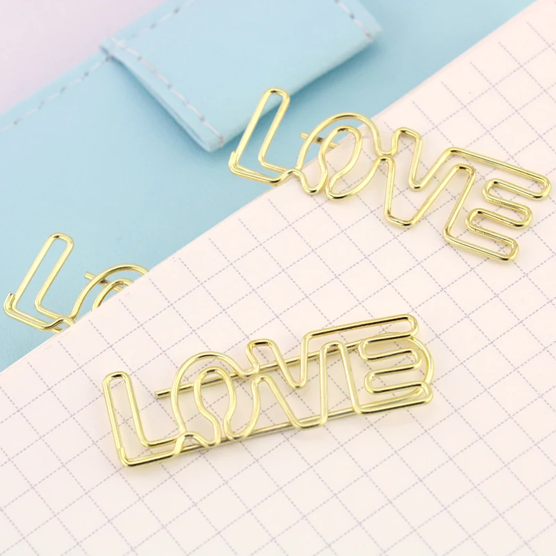 

4PCS/LOT Electroplated Gold Paper Clips Pin Metal Clip Bookmarks Storage Office Accessories Cute Bow Paper clips H0060