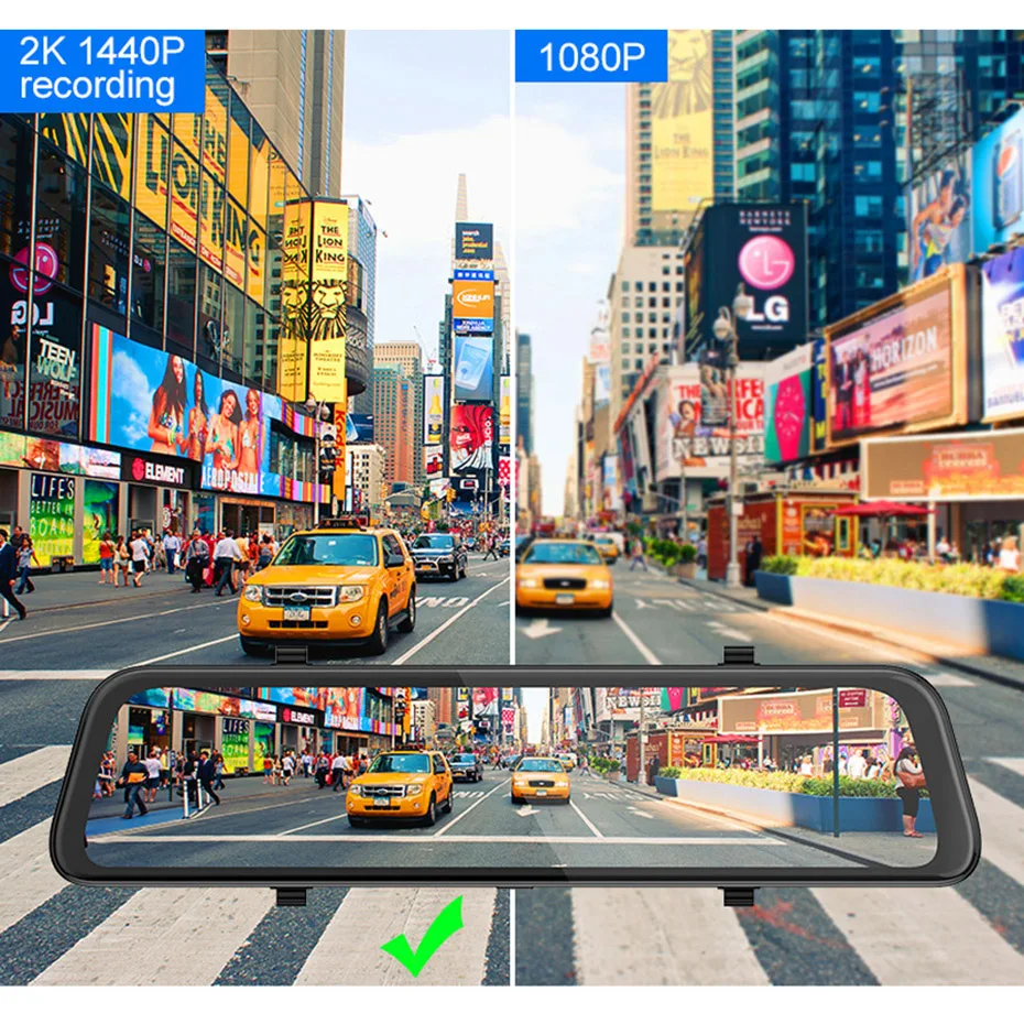 QUIDUX 12 дюймовый автомобильный Зеркало заднего вида DVR 2K Разрешение Dash cam Hisilicon