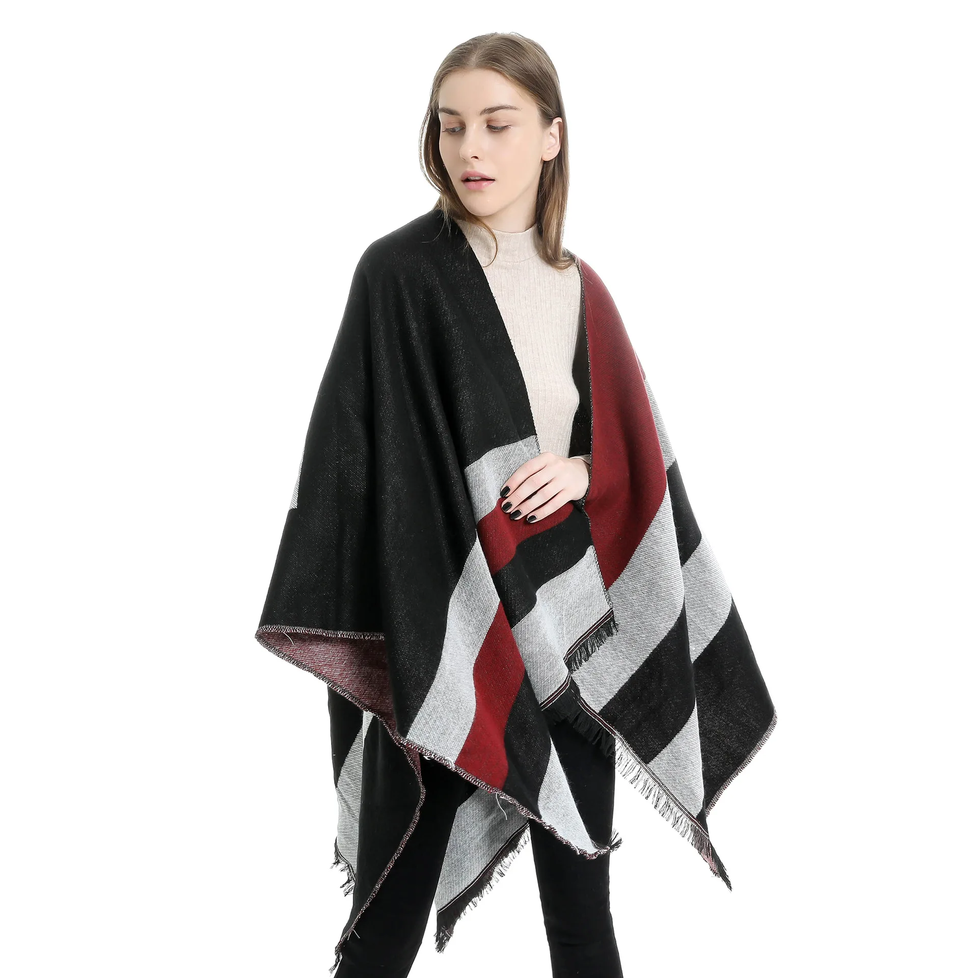 Осень зима пашмины Для женщин более Размеры в стиле пэчворк с длинными Большие