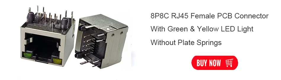 10 шт./лот 8P8C RJ45 женский PCB Панель Крепление разъем w/светодиодный светильник 6 пластинчатых пружин один порт RJ45 терминал для сети Ethernet