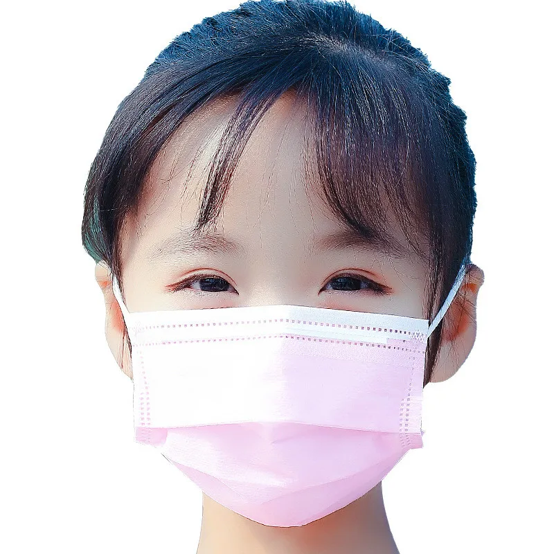 

Mask For Kids Disposable Nonwove 3 Layer Filter Mask mouth Face mask filter safe Breathable Pink Protective Masks