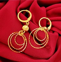 not fade 24k gold filled earrings for women circle earing statement jewelry pendiente mujer brincos femme wedding jewelry