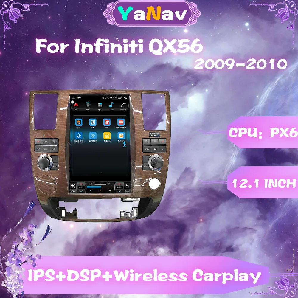 

PX6 Car Radio Tesla Auto Stereo Receiver Video Multimedia GPS Navigation Carplay 12.1 inch Head Unit For Infiniti QX56 2009-2010