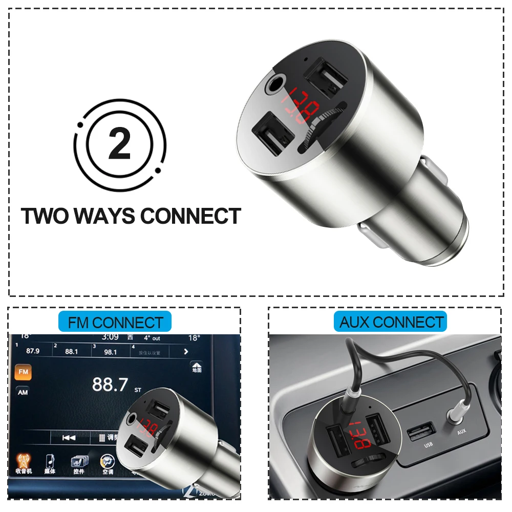 Автомобильная гарнитура JINSERTA Bluetooth 5 0 FM-передатчик AUX Выход mp3-плеер 4.8A зарядное
