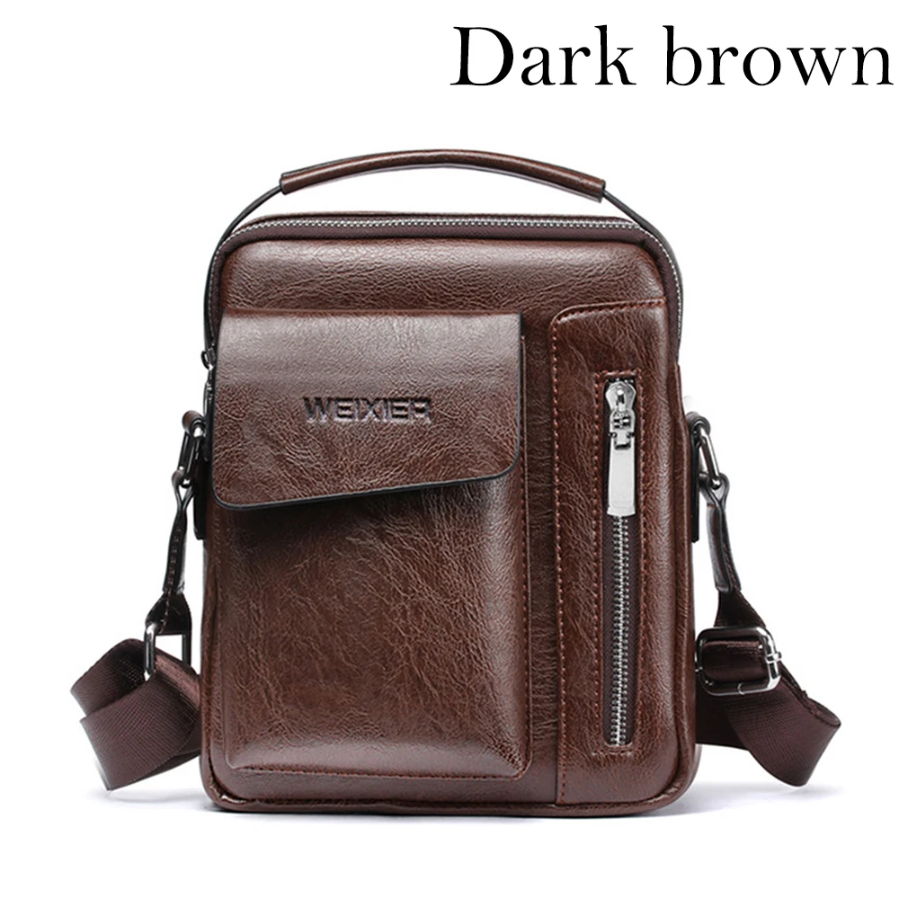 B dark brown Новинка, Ретро стиль, мужская одноцветная сумка, искусственная кожа, портфель, Большая вместительная сумка на плечо, большая, повседневная, деловая, для ноутбука, портфель - Цвет: B dark brown