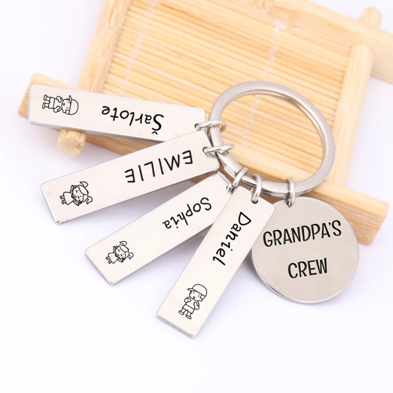Детский брелок с именем дедушки круглые и квадратные подвески|Индивидуальные