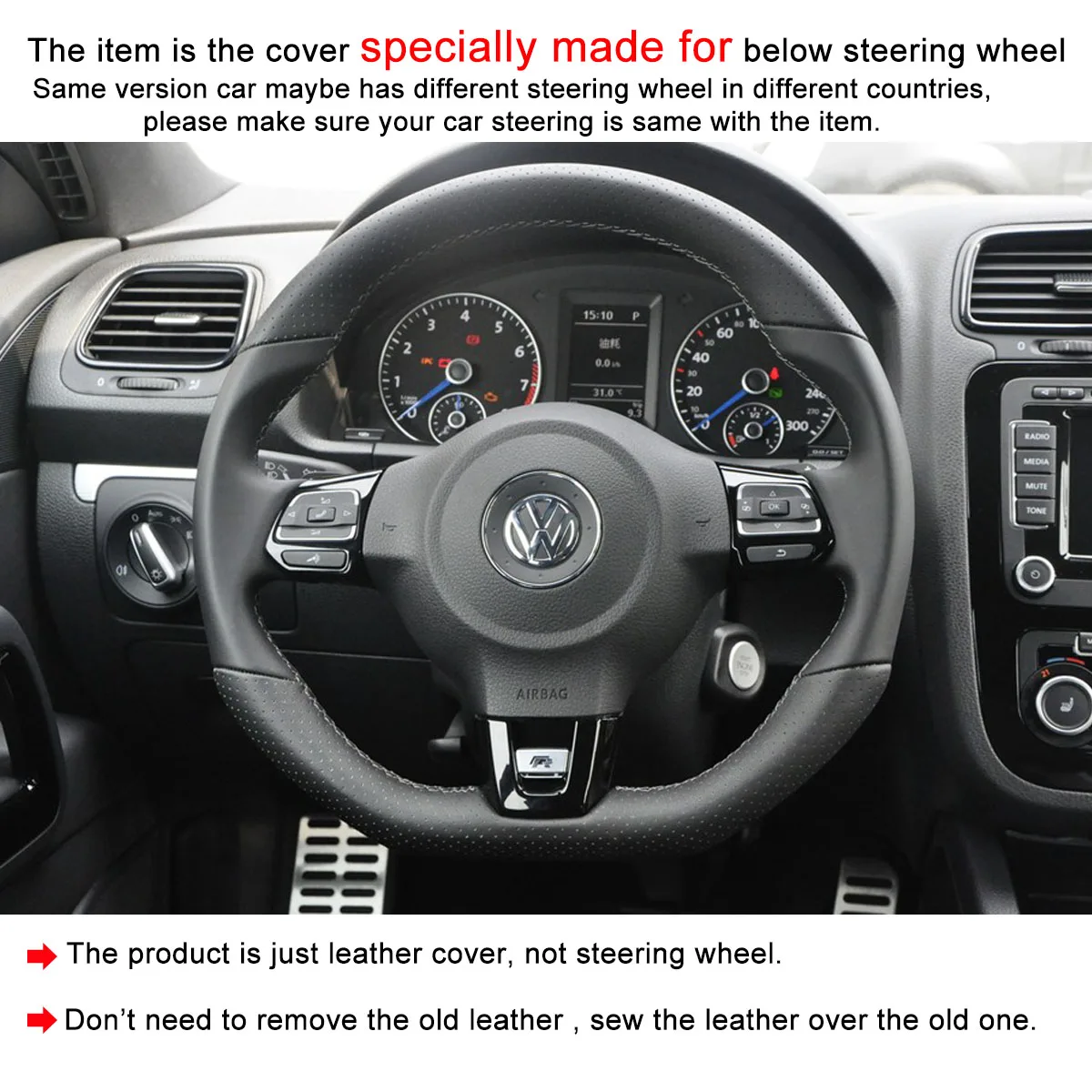 Чехлы рулевого колеса автомобиля чехол Yuji Hong для VW Golf 6 GTI MK6 Polo Scirocco R Passat CC Line 2010