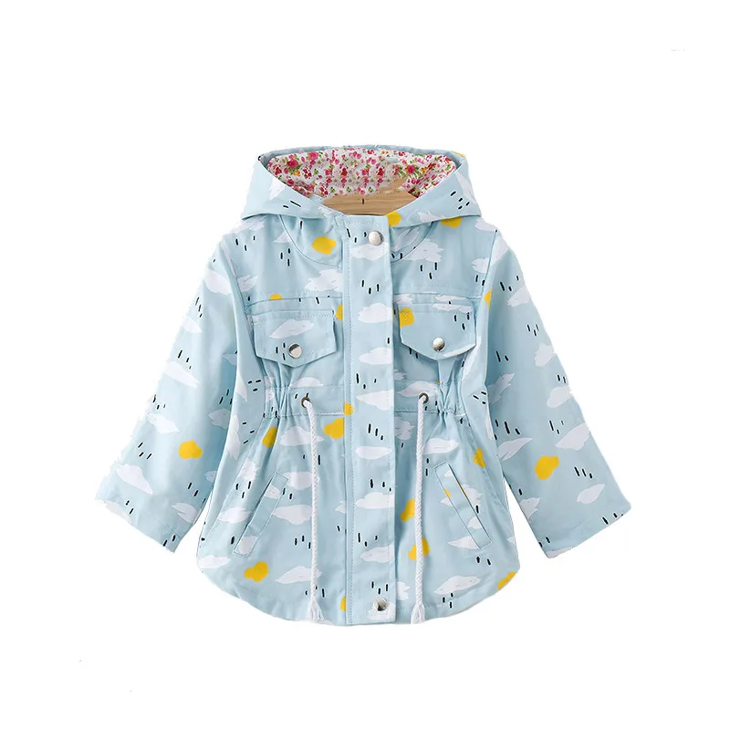 Плащ для маленьких девочек весенняя куртка с цветочным узором ветровка детская