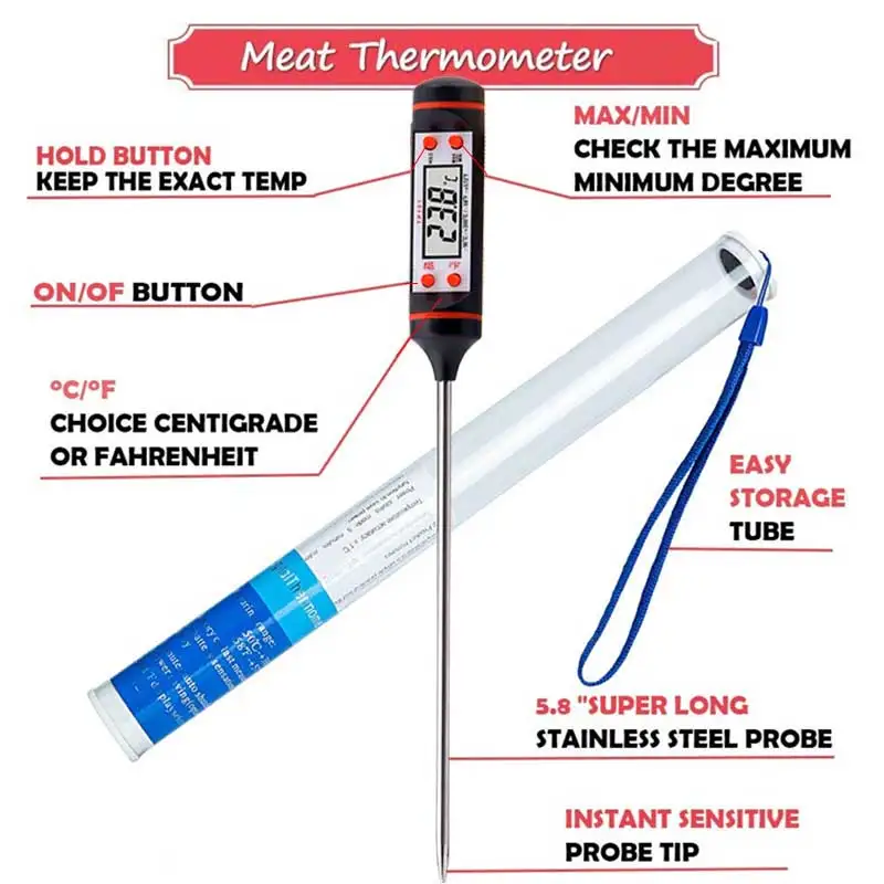 

Digital Meat Thermometer Cooking Food Kitchen BBQ Probe Water Milk Oil Liquid Oven Digital Temperaure Sensor Meter Thermocouple