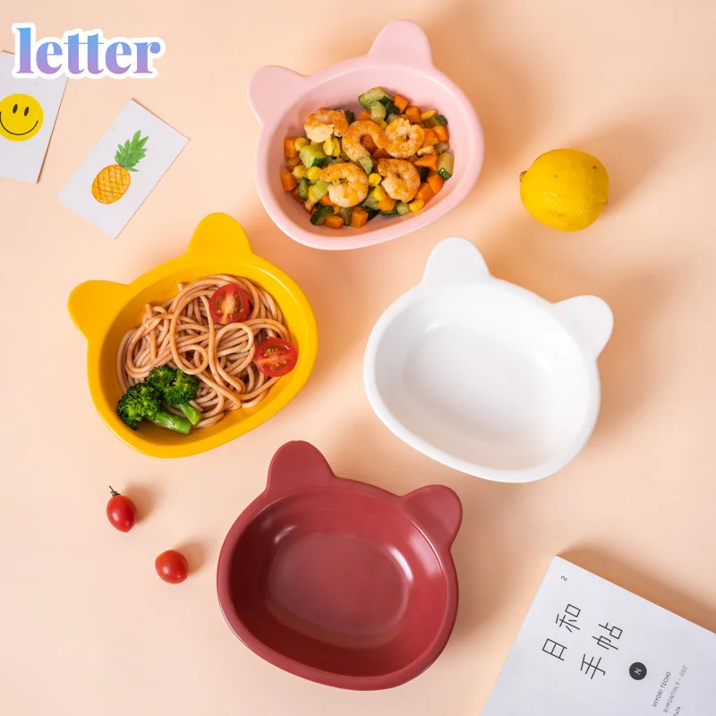 

Korean Style Cartoon Cat Ceramic Bowl Household Children's Bowls Creative Nordic Cute Salad Bowl Baby Complementary Food Bowl