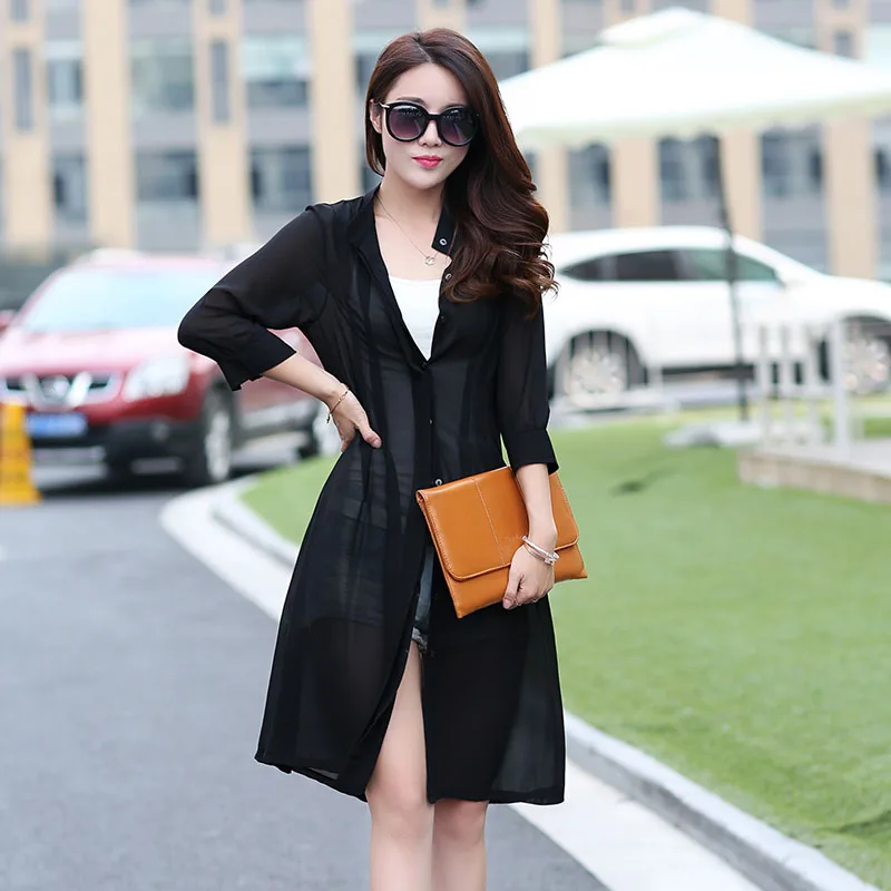 Формальное женское летнее пальто с принтом 3/4 рукав туника свободные длинные