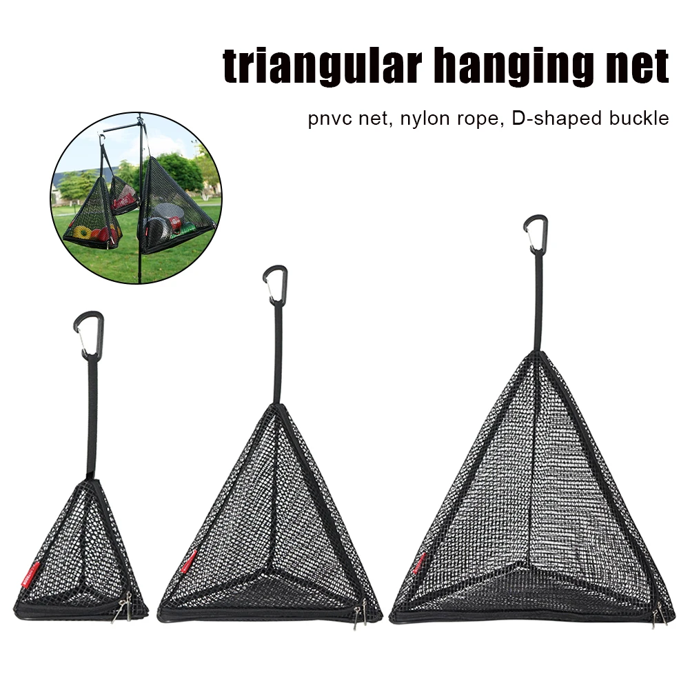 

New Camping Drying Rack Triangle Mesh Hanging Net Food Dish Dryer Rack Outdoor Picnic Camping Food Vegetable Storage Basket