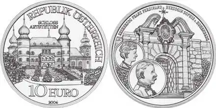 

Австрия 2004 Alsterton замок 10 евро памятные серебряные монеты Подлинная Европейская коллекция настоящие монеты