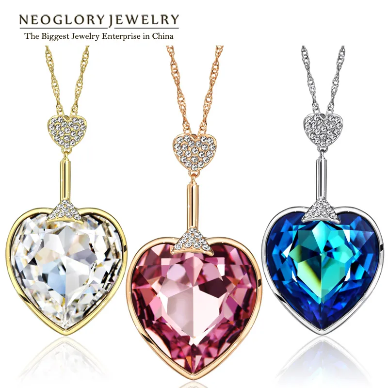 

Neoglory Heart of the Ocean Crystal Long Necklace The Titanic For Love Forever Pendant For Valentine Gifts Hot Charm New 2020