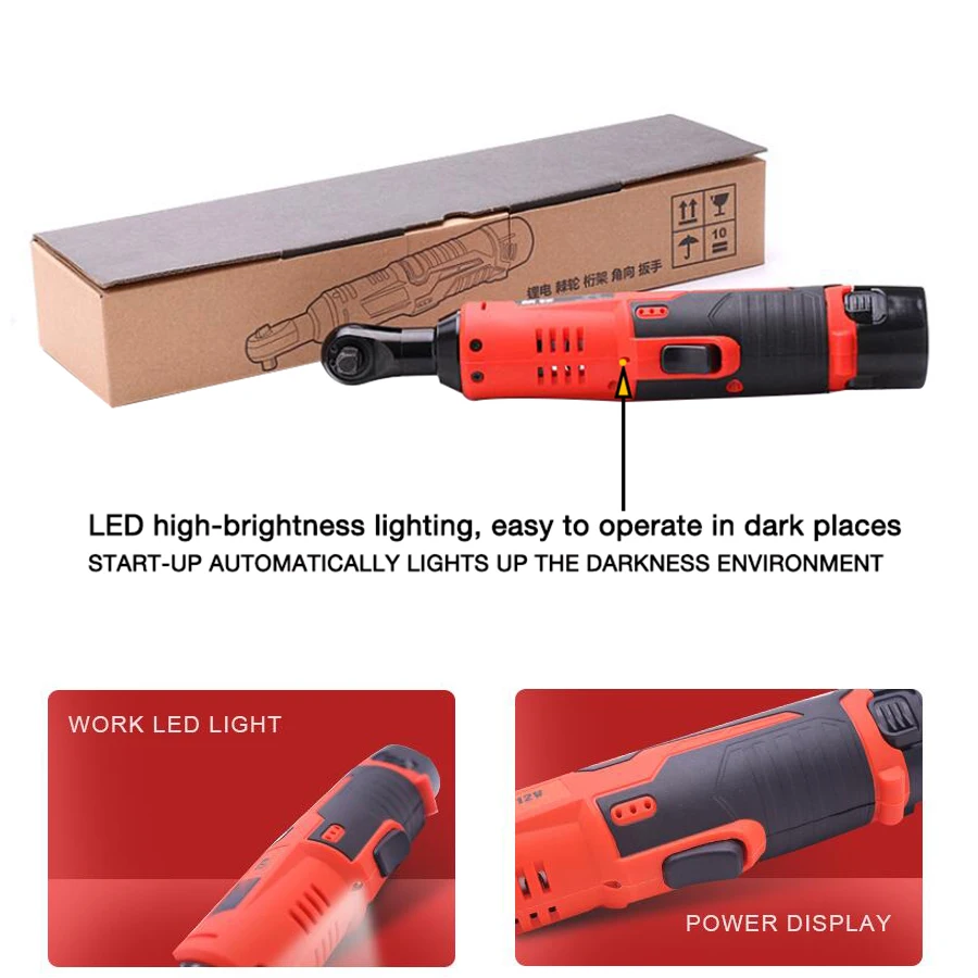 

Lithium battery electric wrench 3/8 12V ratchet wrench set screwdriver disassembly screw nut 45NM car repair tool 2000Ma