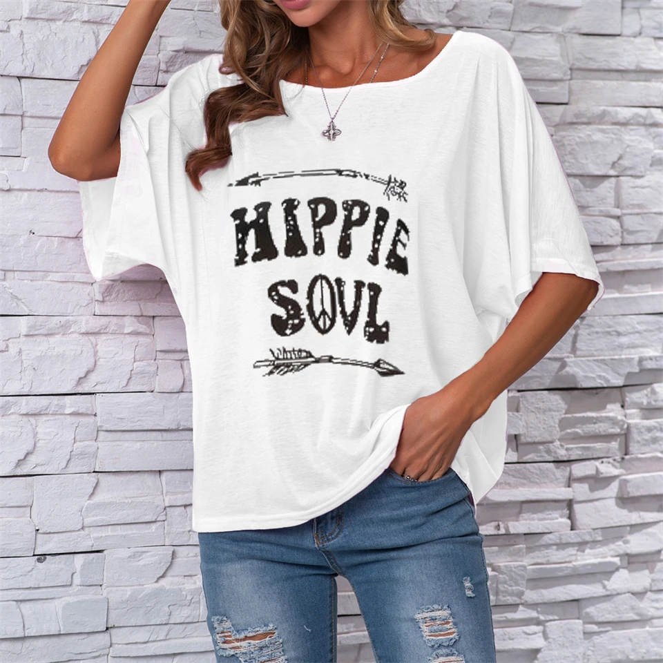 

2021 New hot sale printed HIPPLE SOVL letter T-shirt women casual graphics bow and arrow short-sleeved shirt women summerT-shirt