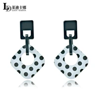 2022 new exaggerated acrylic edition womens earrings black and white spots long earrings hip hop nightclub sterling silver pin