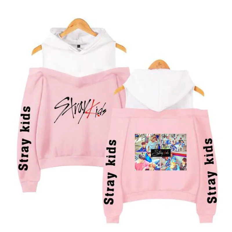 Лучшие продажи с открытыми плечами защищает детские толстовки KPOP детский альбом