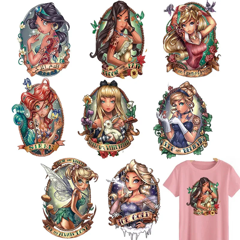 8 шт оптом смешанные Мультяшные термопереводные стикеры Железный На Эльзе Ариэль