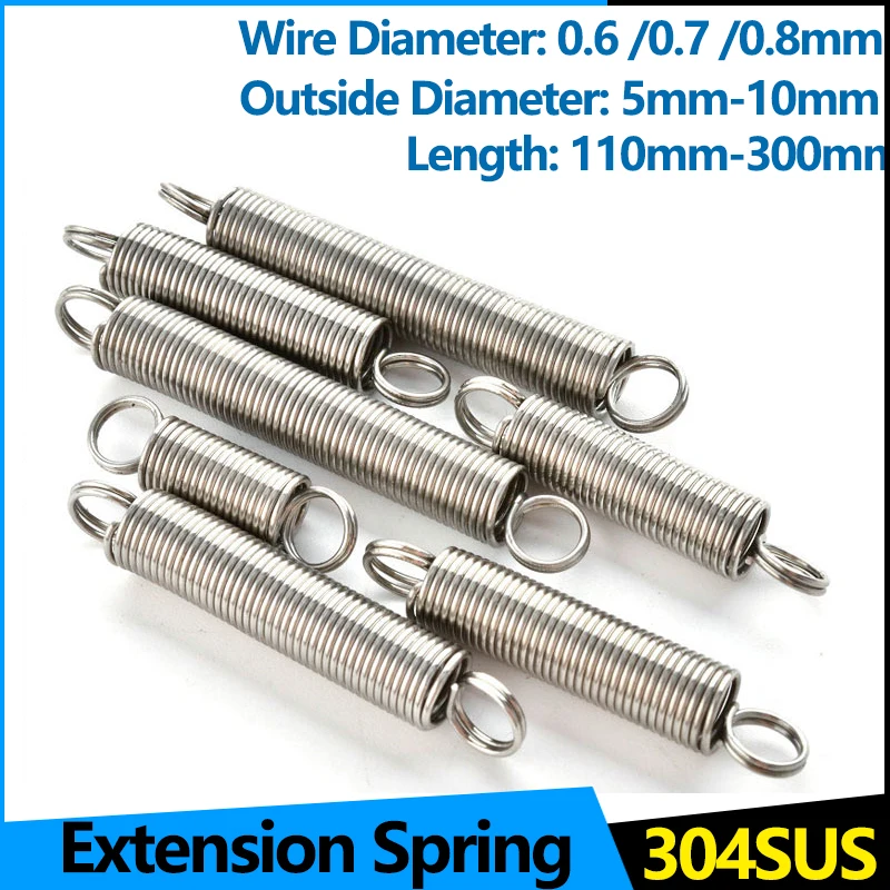 

304 Stainless Steel Extension Cylindroid Helical Coil Small Mini Tension Spring WD 0.6mm 0.7mm 0.8mm