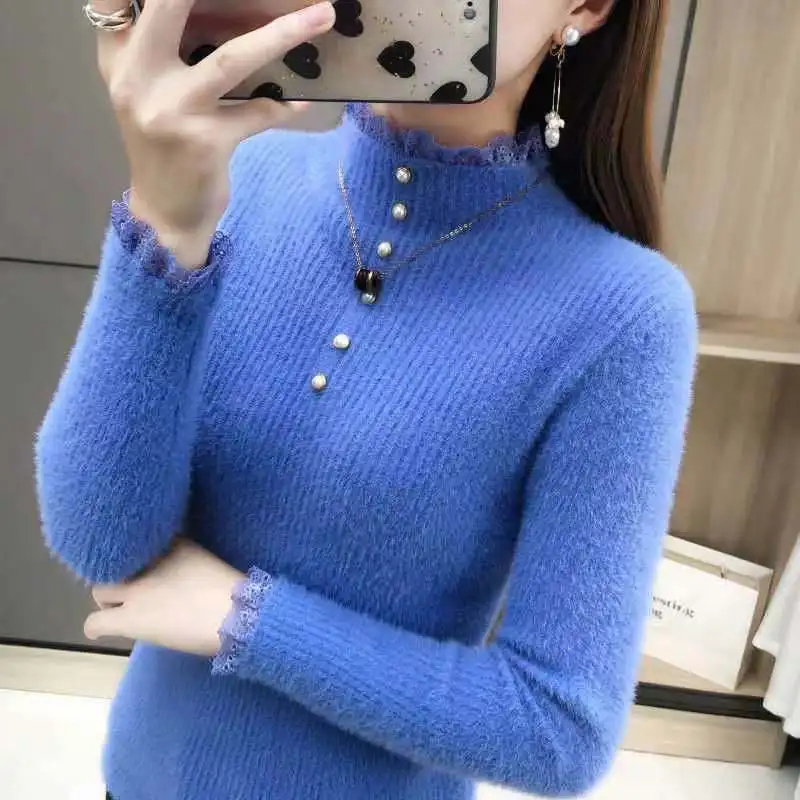 

Women Knitted Sweater Fashion Slim 2021 Pullovers Ladies Winter Loose Sweater Korean College Style Women Jumper Sueter Mujer