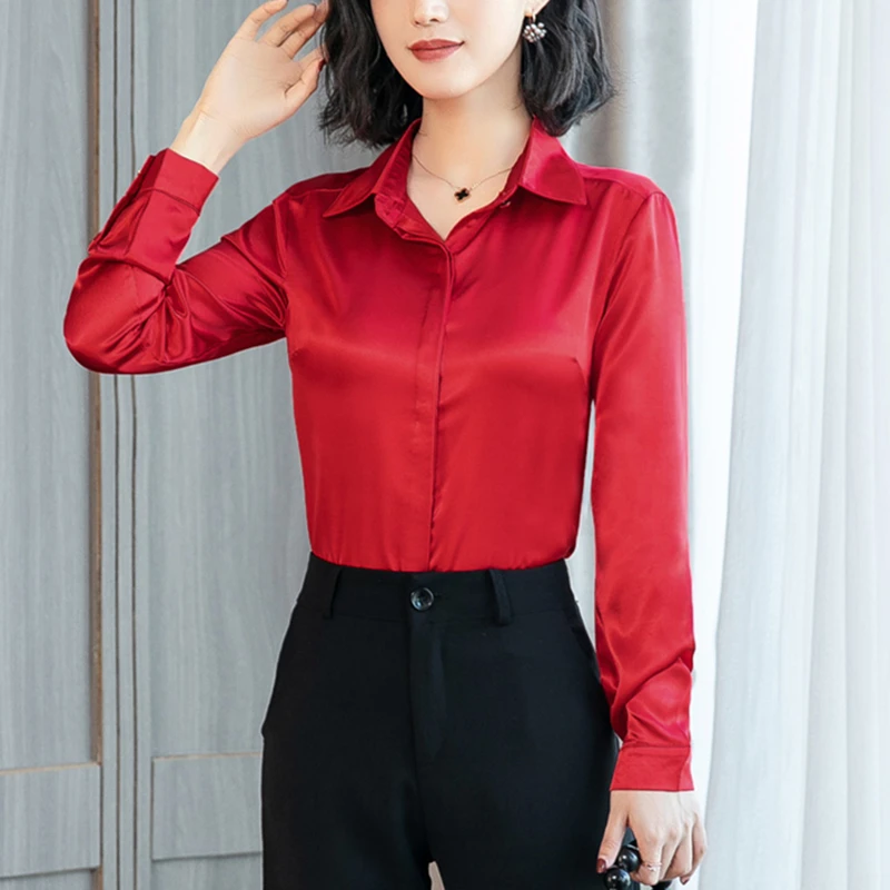 Women Silk Shirt Elegant Satin Shirts Plus Size Blusas Mujer De Moda 2019 Womens Tops and Blouses Harajuku |