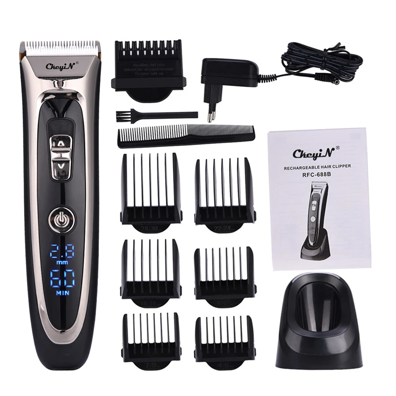 

Professional Digital Hair Trimmer Rechargeable Electric Hair Clipper Men's Cordless Haircut Adjustable Ceramic Blade RFC-688B 49