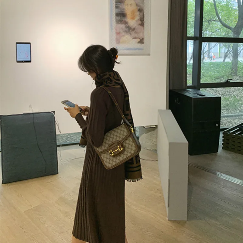 

Knitted Dress Women Casual Long Sleeve Vintage Elegant Office Sweater Dress Female 2021 Spring One-piece Dress Korean Outerwear