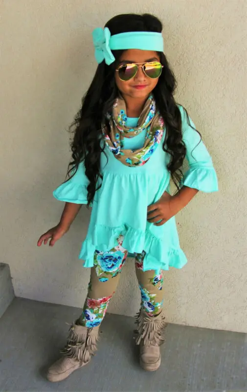 Комплект из 3 предметов для детей модный топ с цветочным принтом новорожденных