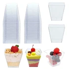 Одноразовые пластиковые чашки, прозрачные чашки dsсерт, прозрачный трапециевидный круглый пищевой контейнер для шоколада, желе, мусса, 60 мл90 мл, 50 шт.