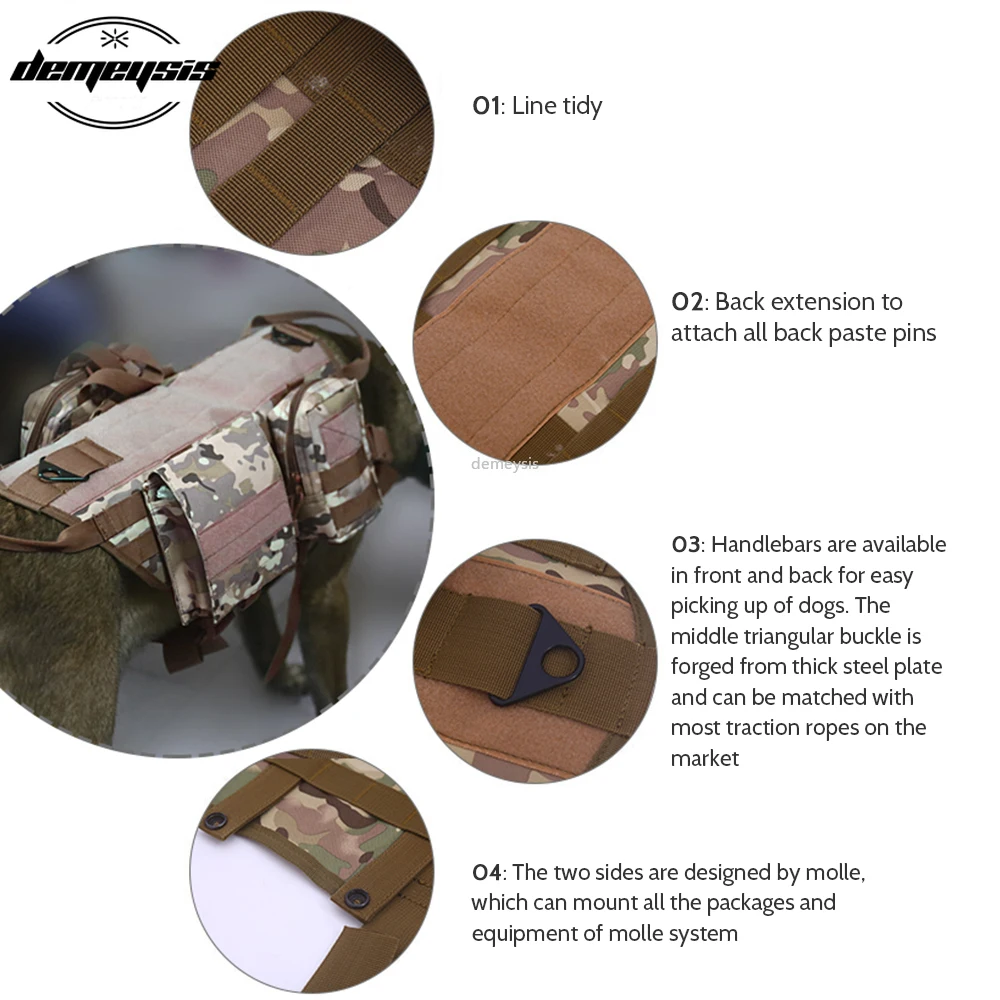 Тактический жилет для собак рабочие жилетки K9 шлейка Molle с ручками универсальный
