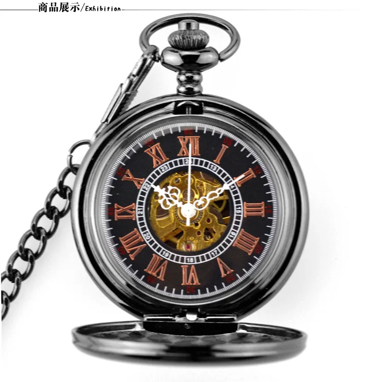 Silver Polished Skeleton Hand Style Mechanical Pocket Watch Vintage Gentleman Pendant Accessories Clock Fashion Men's Watch