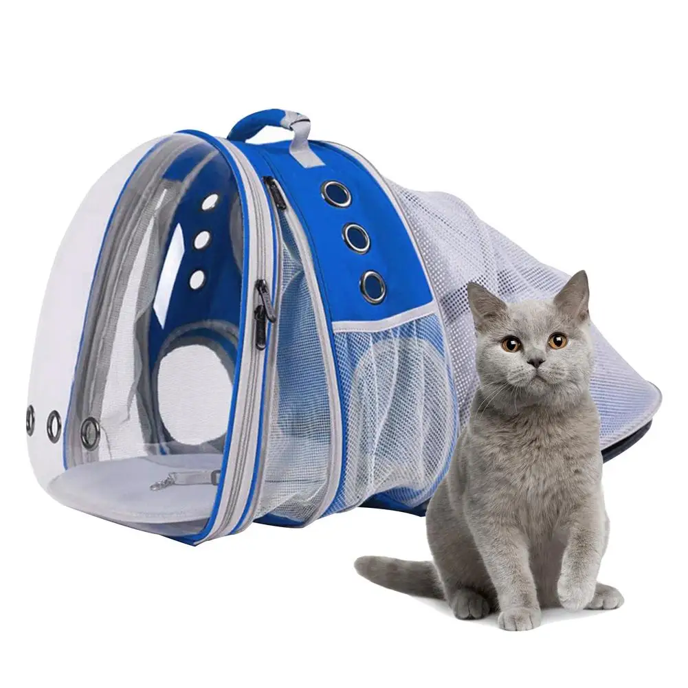

New Cat Carrier Bag Portable Pet Bag Dual Expandable Space Capsule Clear Mesh Pet Backpack Double-shoulder Pet Backpack