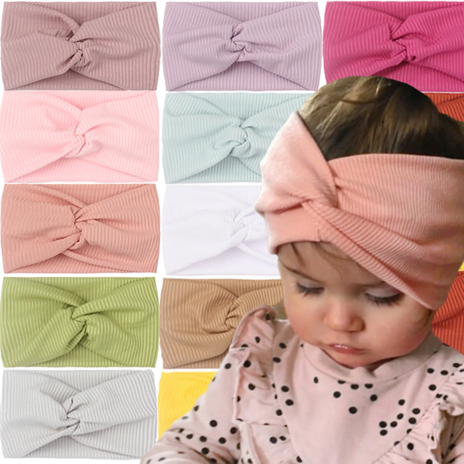 Головная повязка для новорожденных младенческой Детские Смешанный хлопок