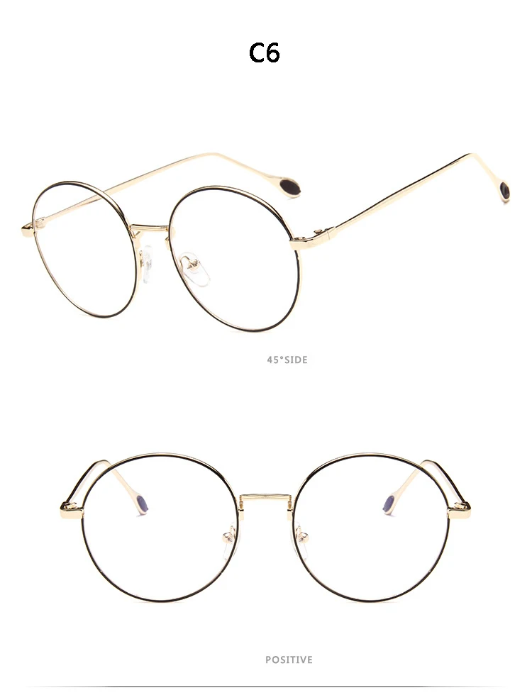 Новые мужские и женские ретро круглые очки прозрачная металлическая оправа для