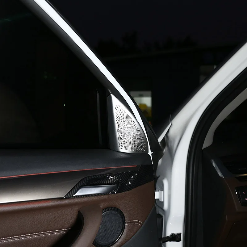 

Car Accessories 2-Pces Silver Aluminum Alloy Tweeter Cover Trim Sticker For BMW New X1 F48 2016-2019