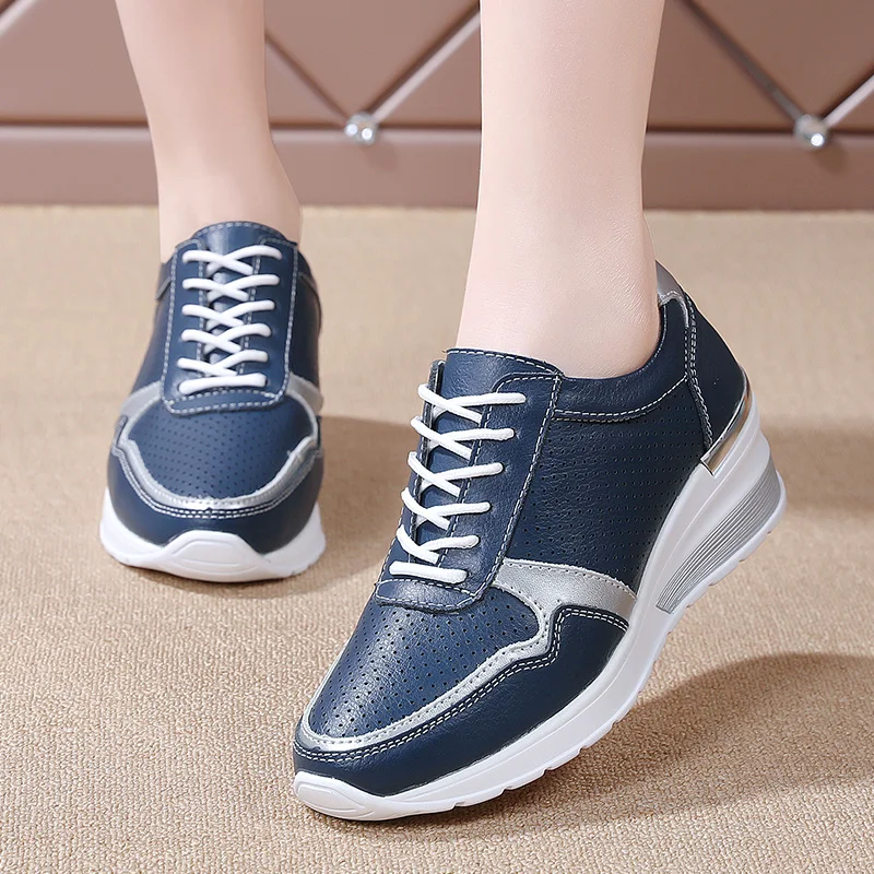 

Russian spring and autumn women's shoes casual sports shoes 5cm higher in leather casual versatile shoes women's shoes