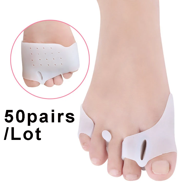 

Wholesale 50Pairs 3 Holes Clip Toe Front Pad Splitter Separator Healthcare Forefoot Insoles Shock Absorption Pressure Relief
