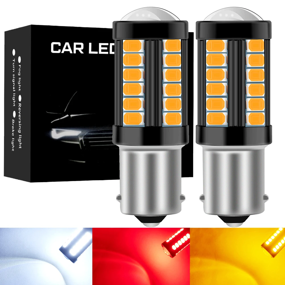 

2PCS 1156 P21W LED BA15S PY21W BAU15S Bulb T20 7440 W21W 7443 WY21W LED 1157 BAY15D Lamps for Auto Turn Signal Lights 12V 24V