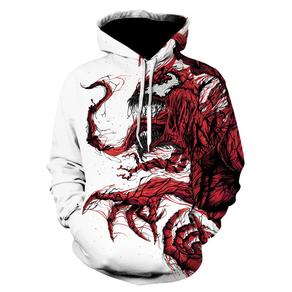 

New hot sale skull 3D printed sports hoodie for men and women anime venom printing clothing novelty white autumn and winter