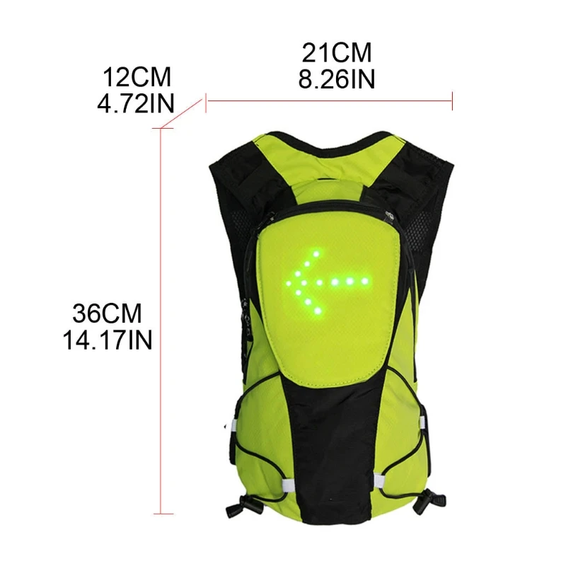 

Lightweight Reflective LED Signal Light Backpack Remote Control Turn Signal USB