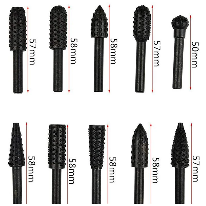 

10PCS Woodworking Twist Drill Bits, Wood Carving File Rasp Drill Bits 6.m Shank Electrical Tools Woodworking Rotating
