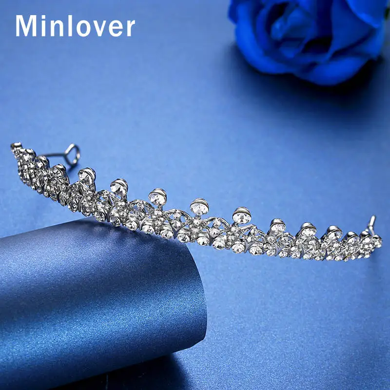 Minlover корона стразы свадебные диадемы короны для женщин аксессуары волос