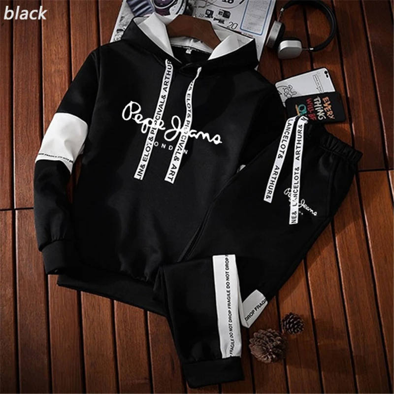 

2021 Spring Autumn Winter Fashion Tracksuits Men's Hoodies+Sweatpants 2pcs Sets Hooded Casual Sweatshirts Jogging Suits 4 Style