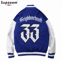 2020 new arrival single breasted appliques brand clothing cotton bomber jacket men patch baseball uniform popular logo loose