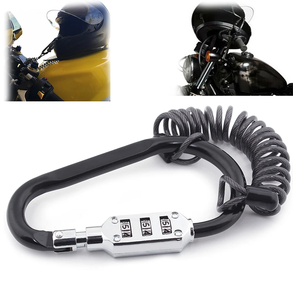 

Портативный Анти-кражи велосипеда шлем безопасности замок с центральным ремешком в виде буквы т 3 цифр комбинированный кабель охранный блокиратор цепи для HARLEY Yamaha Suzuki